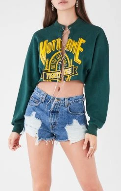 FURST OF A KIND VINTAGE CHAIN LACE UP CROP SWEATSHIRT