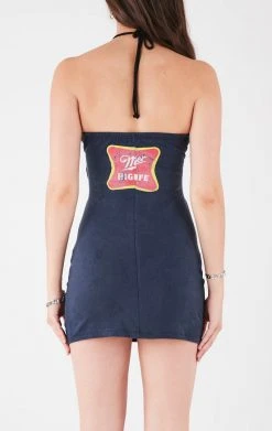 FURST OF A KIND VINTAGE DRINKS VINTAGE DOUBLE RING CUT OUT HALTER DRESS