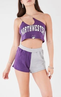 FURST OF A KIND VINTAGE ONE SHOULDER DOUBLE CHAIN SHORT SET