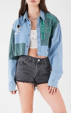 FURST OF A KIND VINTAGE PATCHWORK CROPPED CHAMBRAY VINTAGE NFL