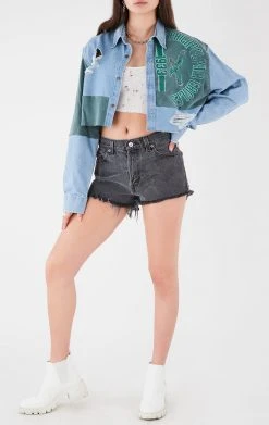 FURST OF A KIND VINTAGE PATCHWORK CROPPED CHAMBRAY VINTAGE NFL