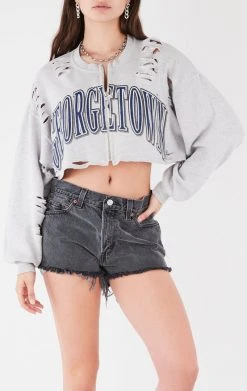 FURST OF A KIND VINTAGE ZIP CROPPED SWEATSHIRT VINTAGE COLLEGE