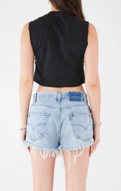 FURST OF A KIND VINTAGE PINS VINTAGE CURVED SAFETY PIN CROPPED SLEEVELESS TEE