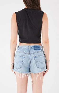 FURST OF A KIND VINTAGE CURVED SAFETY PIN CROPPED SLEEVELESS TEE