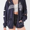 FURST OF A KIND VINTAGE RIPPED STUDDED ZIP UP HOODIE