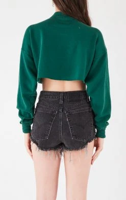 FURST OF A KIND VINTAGE CHAIN LACE UP CROP SWEATSHIRT