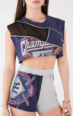 FURST OF A KIND VINTAGE MIXED MEDIA TOP AND SHORT SET