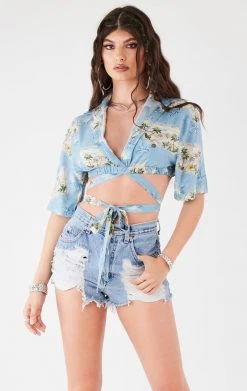 FURST OF A KIND VINTAGE HAWAIIAN WRAP TOP