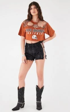 FURST OF A KIND VINTAGE PINS VINTAGE CUT OUT PIN AND STUD CROPPED TEE