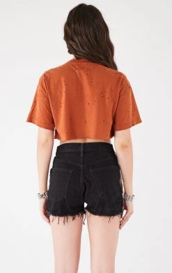 FURST OF A KIND VINTAGE PINS VINTAGE CUT OUT PIN AND STUD CROPPED TEE