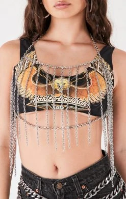 FURST OF A KIND VINTAGE CROPPED TANK WITH BODY CHAIN FESTIVAL
