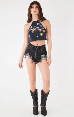 FURST OF A KIND VINTAGE CHAINS VINTAGE HALTER NECK WATERFALL CHAIN BACK TOP