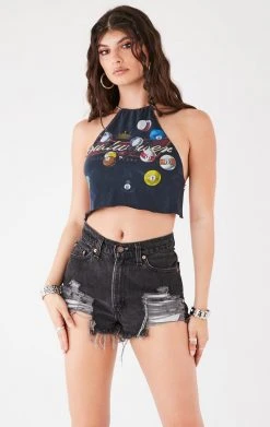 FURST OF A KIND VINTAGE CHAINS VINTAGE HALTER NECK WATERFALL CHAIN BACK TOP