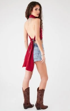 FURST OF A KIND VINTAGE RHINESTONE FRINGE HALTER WRAP TOP FESTIVAL 8 FURST OF A KIND VINTAGE RHINESTONE FRINGE HALTER WRAP TOP FESTIVAL