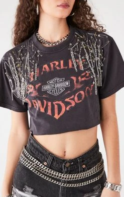 FURST OF A KIND VINTAGE PINS VINTAGE PIN AND CHAIN CROPPED TEE