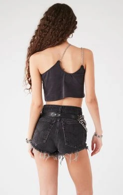 FURST OF A KIND VINTAGE CHAINS VINTAGE ONE SHOULDER DOUBLE CHAIN STRAP TANK