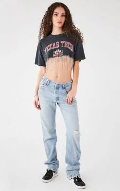 FURST OF A KIND VINTAGE RHINESTONE FRINGE CROP TEE