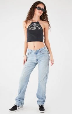 FURST OF A KIND VINTAGE HALTER NECK WATERFALL CHAIN BACK TOP FESTIVAL