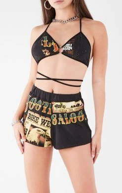 FURST OF A KIND FESTIVAL VINTAGE BRA WRAP TOP AND SHORT SET