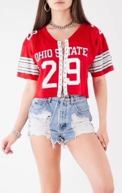 FURST OF A KIND VINTAGE CHAIN LACE UP JERSEY TEE