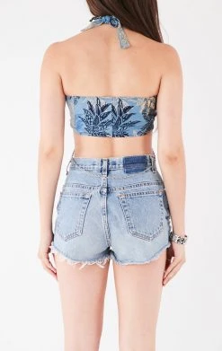 FURST OF A KIND VINTAGE HAWAIIAN TIE NECK CHAIN BRA TOP FESTIVAL