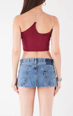 FURST OF A KIND VINTAGE ONE SHOULDER DOUBLE RHINESTONE STRAP TANK 5 FURST OF A KIND VINTAGE ONE SHOULDER DOUBLE RHINESTONE STRAP TANK