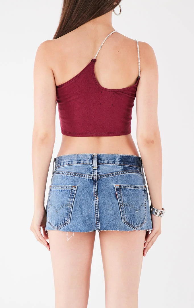 FURST OF A KIND VINTAGE ONE SHOULDER DOUBLE RHINESTONE STRAP TANK 4 FURST OF A KIND VINTAGE ONE SHOULDER DOUBLE RHINESTONE STRAP TANK