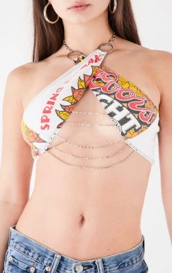 FURST OF A KIND VINTAGE CHAIN NECK WRAP TOP WITH DRAPE CHAIN FESTIVAL