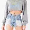 FURST OF A KIND VINTAGE RIPPED STUDDED HOOD CROPPED HOODIE