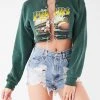 FURST OF A KIND VINTAGE CHAIN LACE UP CROP SWEATSHIRT