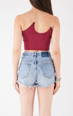 FURST OF A KIND VINTAGE ONE SHOULDER DOUBLE RHINESTONE STRAP TANK 7 FURST OF A KIND VINTAGE ONE SHOULDER DOUBLE RHINESTONE STRAP TANK