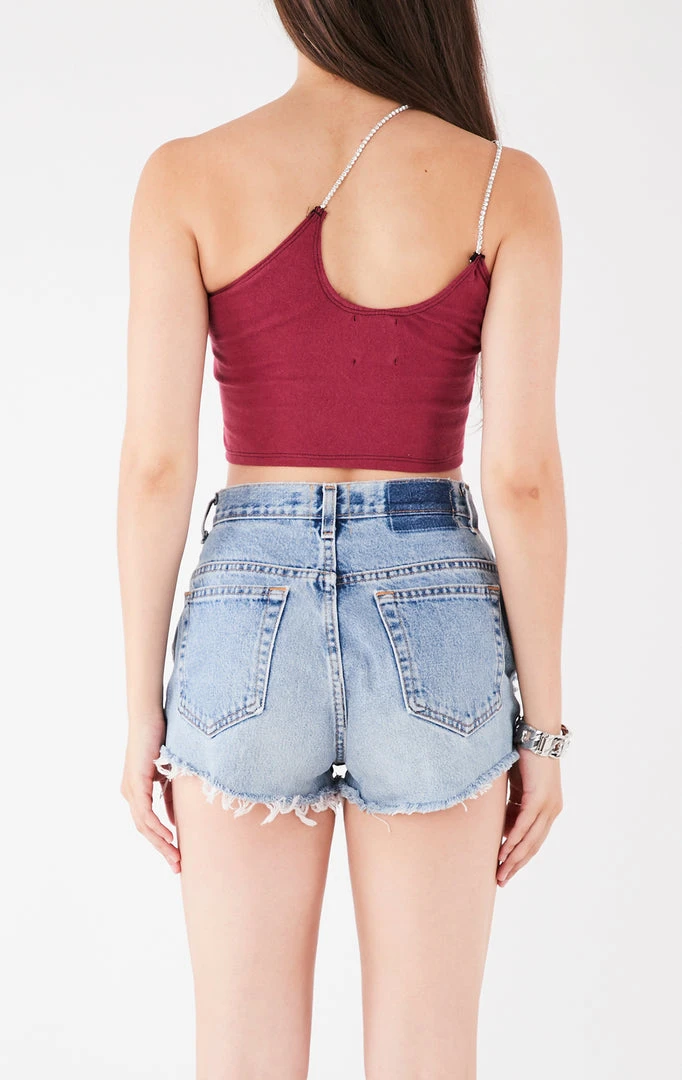 FURST OF A KIND VINTAGE ONE SHOULDER DOUBLE RHINESTONE STRAP TANK 5 FURST OF A KIND VINTAGE ONE SHOULDER DOUBLE RHINESTONE STRAP TANK