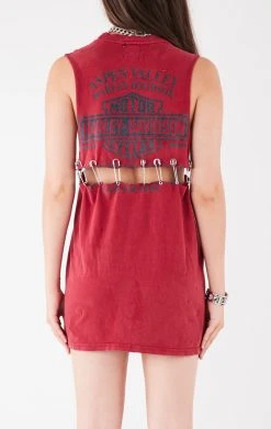 FURST OF A KIND VINTAGE SAFETY PIN LADDER FRONT SLEEVELESS TEE