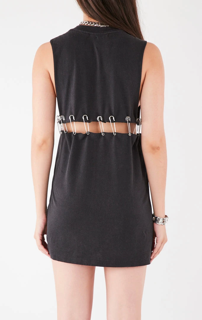 FURST OF A KIND VINTAGE SAFETY PIN LADDER FRONT SLEEVELESS TEE VINTAGE PINS 4 FURST OF A KIND VINTAGE SAFETY PIN LADDER FRONT SLEEVELESS TEE VINTAGE PINS