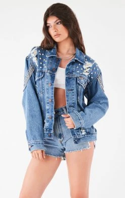FURST OF A KIND VINTAGE DRAPE CHAIN STUDDED DENIM JACKET FESTIVAL 12 FURST OF A KIND VINTAGE DRAPE CHAIN STUDDED DENIM JACKET FESTIVAL