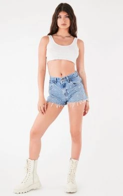 FURST OF A KIND VINTAGE ALLOVER STUD DENIM SHORTS FESTIVAL