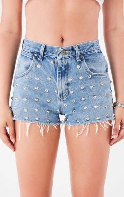 FURST OF A KIND VINTAGE ALLOVER STUD DENIM SHORTS FESTIVAL