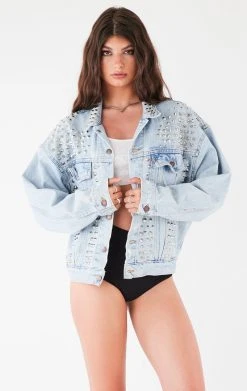 FURST OF A KIND VINTAGE ALLOVER SPIKE STUD DENIM JACKET