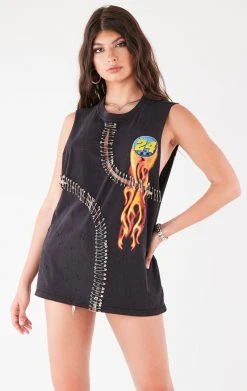 FURST OF A KIND VINTAGE PINS VINTAGE CURVED SAFETY PIN SLEEVELESS TEE