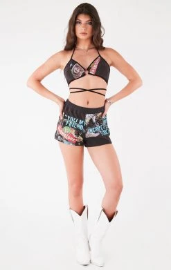 FURST OF A KIND VINTAGE BRA WRAP TOP AND SHORT SET