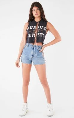 FURST OF A KIND VINTAGE CHAIN LACE UP SLEEVELESS TEE