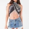 FURST OF A KIND VINTAGE RHINESTONE FRINGE HALTER WRAP TOP
