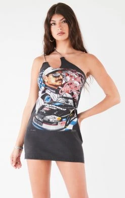 FURST OF A KIND VINTAGE CHAINS VINTAGE ONE SHOULDER DOUBLE CHAIN STRAP DRESS