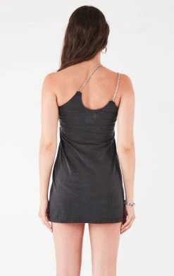 FURST OF A KIND VINTAGE CHAINS VINTAGE ONE SHOULDER DOUBLE CHAIN STRAP DRESS