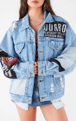 FURST OF A KIND VINTAGE PATCHWORK STUDDED DENIM JACKET FESTIVAL