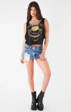 FURST OF A KIND VINTAGE CHAIN OVERLAY CUTOUT BACK SLEEVELESS TEE
