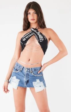 FURST OF A KIND FESTIVAL VINTAGE CHAIN NECK WRAP TOP WITH DRAPE CHAIN