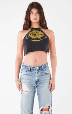 FURST OF A KIND VINTAGE HALTER NECK WATERFALL CHAIN BACK TOP