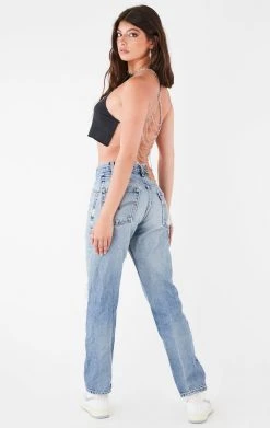 FURST OF A KIND VINTAGE HALTER NECK WATERFALL CHAIN BACK TOP