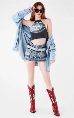 FURST OF A KIND VINTAGE HALTER NECK WATERFALL CHAIN BACK TOP